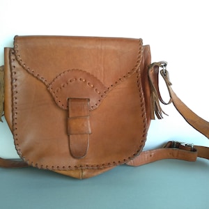 Vintage genuine embossed leather bag - Genuine leather shoulder bag - Vintage shoulder bag - Retro leather bag -Vintage handbag