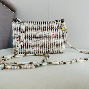 Borsa a forma di orso di carta fatta a mano - Borsa a forma di perline di carta arrotolata fatta a mano (2)