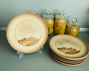 Vintage set van 6 SMF SCHRAMBERG Zierteller borden - (26)