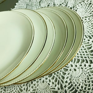 Vintage set of 6 HACKEFORS Porslin Sweden plate with gold rimmed - Dessert plate with gold rimmed