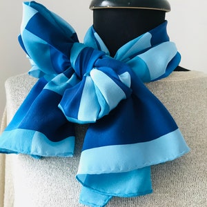 Blue 100% oblong silk scarf - Rectangular silk scarf - Rectangular blue scarf (1)
