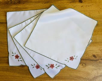 MAI USATO - Set vintage di 4 tovaglioli con fiore - Tovaglioli da tavola con fiore (1)