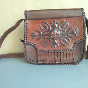 Vintage Bag Of Genuine Calfskin - Retro leather bag - Old leather bag from 70&#39; - brown leather bag - Genuine Leather Bag - Shoulder bag