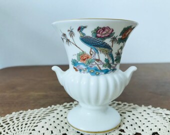 Jarrón Wedgwood antiguo - Grulla Kutani de Wedgwood - Urna Wedgwood antigua decorada con diseño de grulla Kutani - (25)