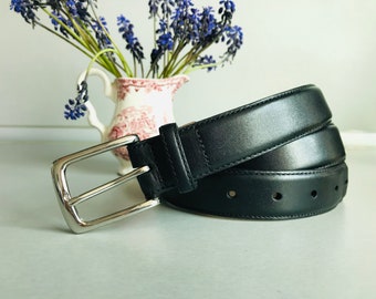 Vintage Charles Tyrwhitt svart äkta läderbälte - Läderbälte för män