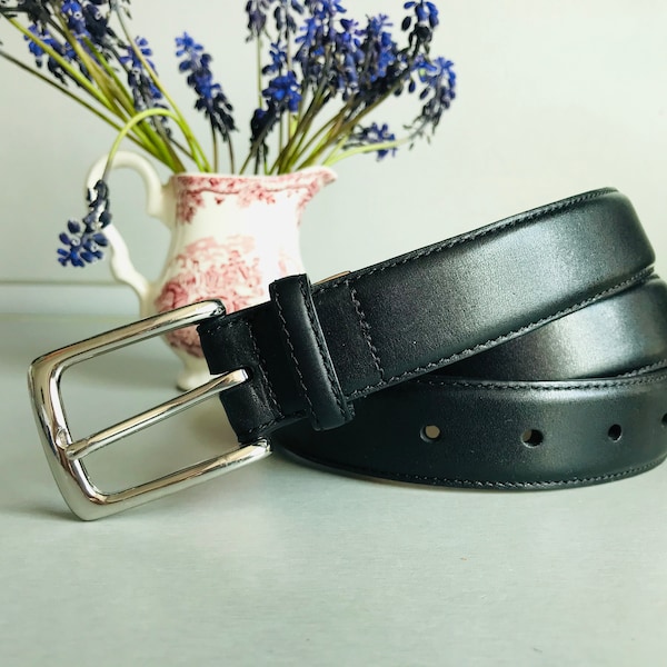Vintage Charles Tyrwhitt black genuine leather belt - Leather men belt