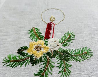 Vintage Hand bestickt Weihnachtsläufer - Handbestickter Weihnachtstischläufer - (2)