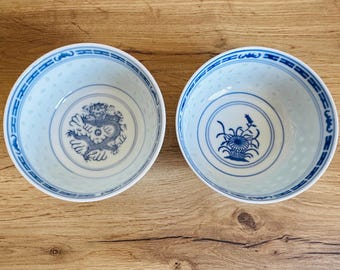 Cookware company - Set di 6 Ciotole per Riso, in Porcellana Cinese, Colore: Blu e Bianco