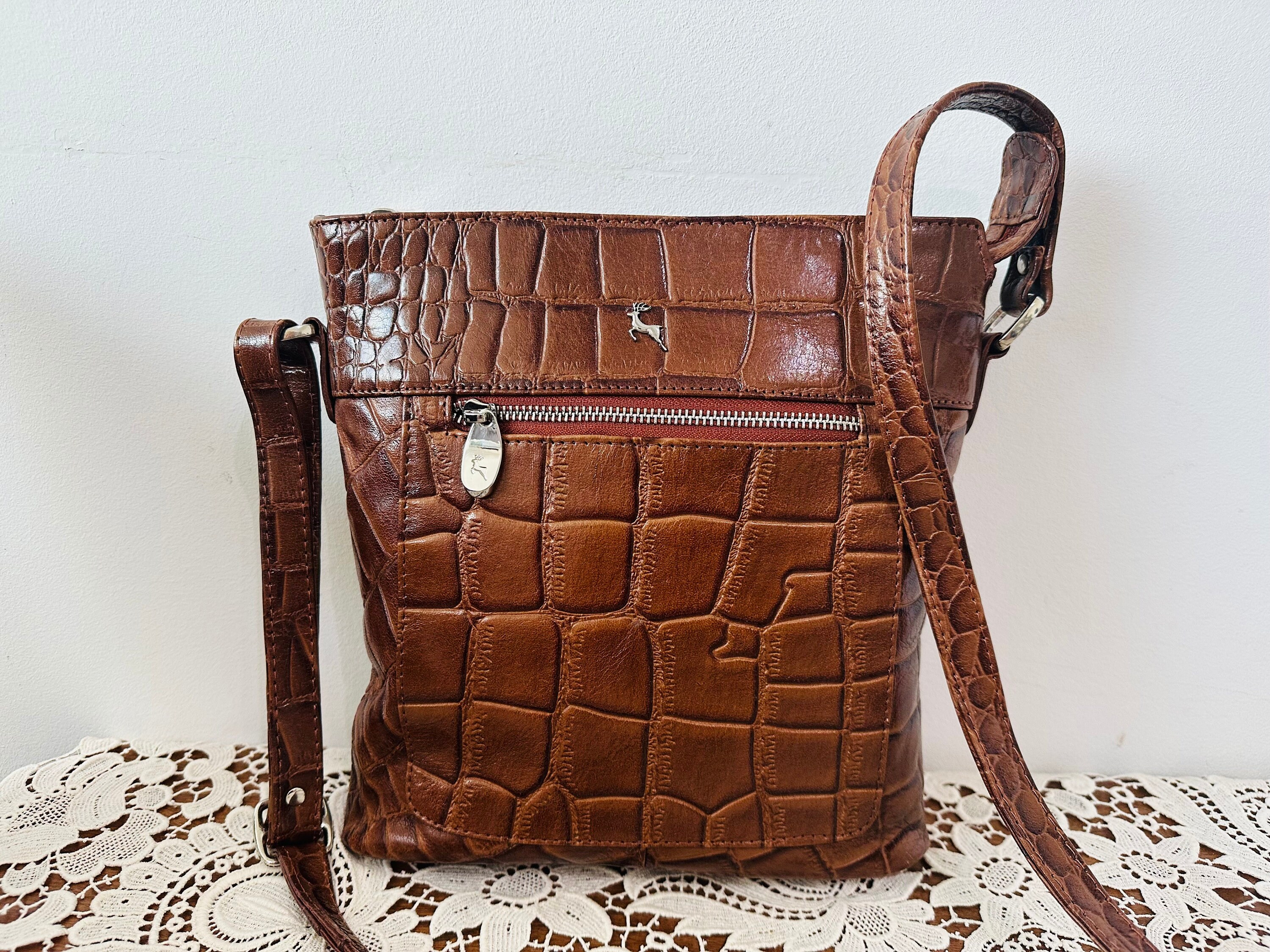 NEVER USED Ashwood Genuine Leather Crossbody Bag Brown 