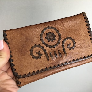 Vintage echt Leder Portemonnaie - Vintage Geldbörse - Echtleder Etui -