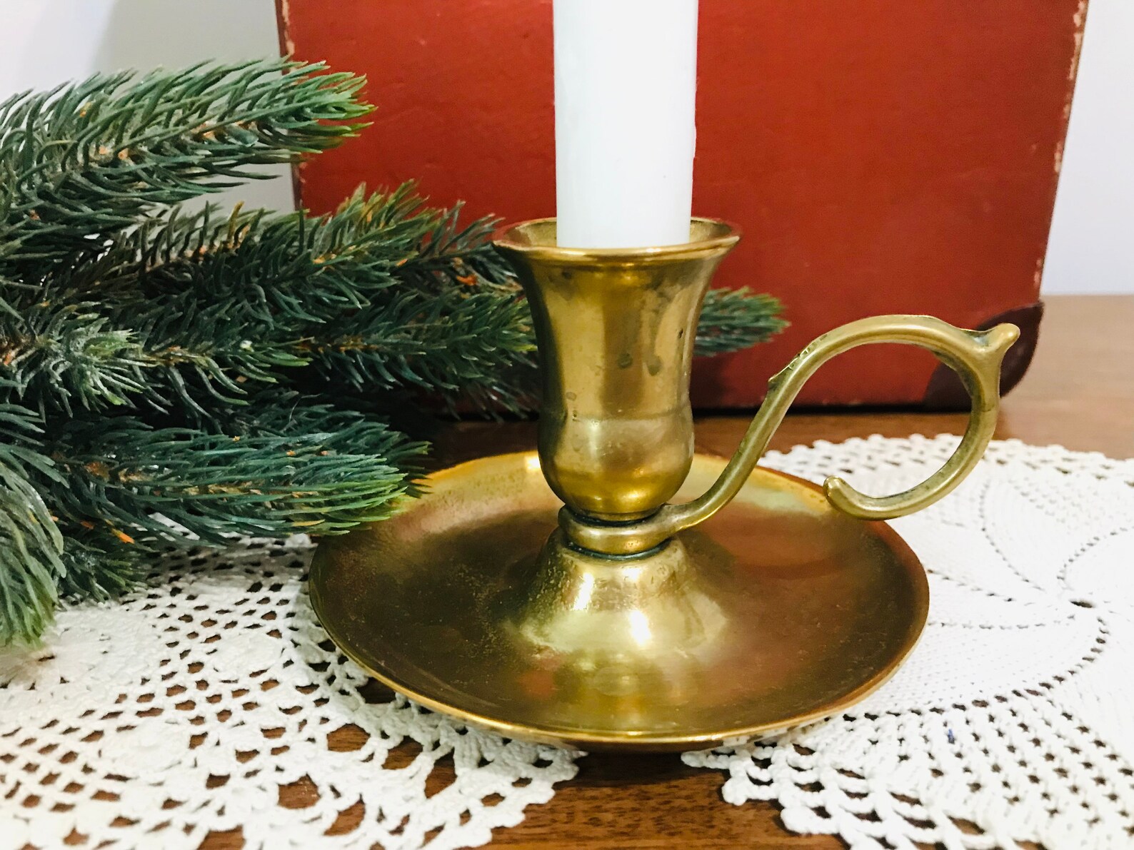 Vintage Brass Candlestick With Handle Vintage Brass Etsy