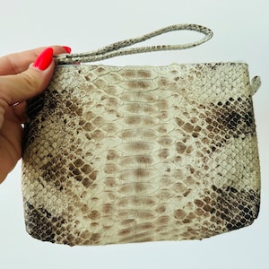 Borsa per il trucco in vera pelle - Borsa per il trucco in pelle di serpente - Borsa da toilette da donna - Borsa per il trucco cosmetico (2)