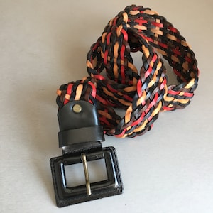 NIE BENUTZT - Vintage multicolor gewebter echter Ledergürtel
