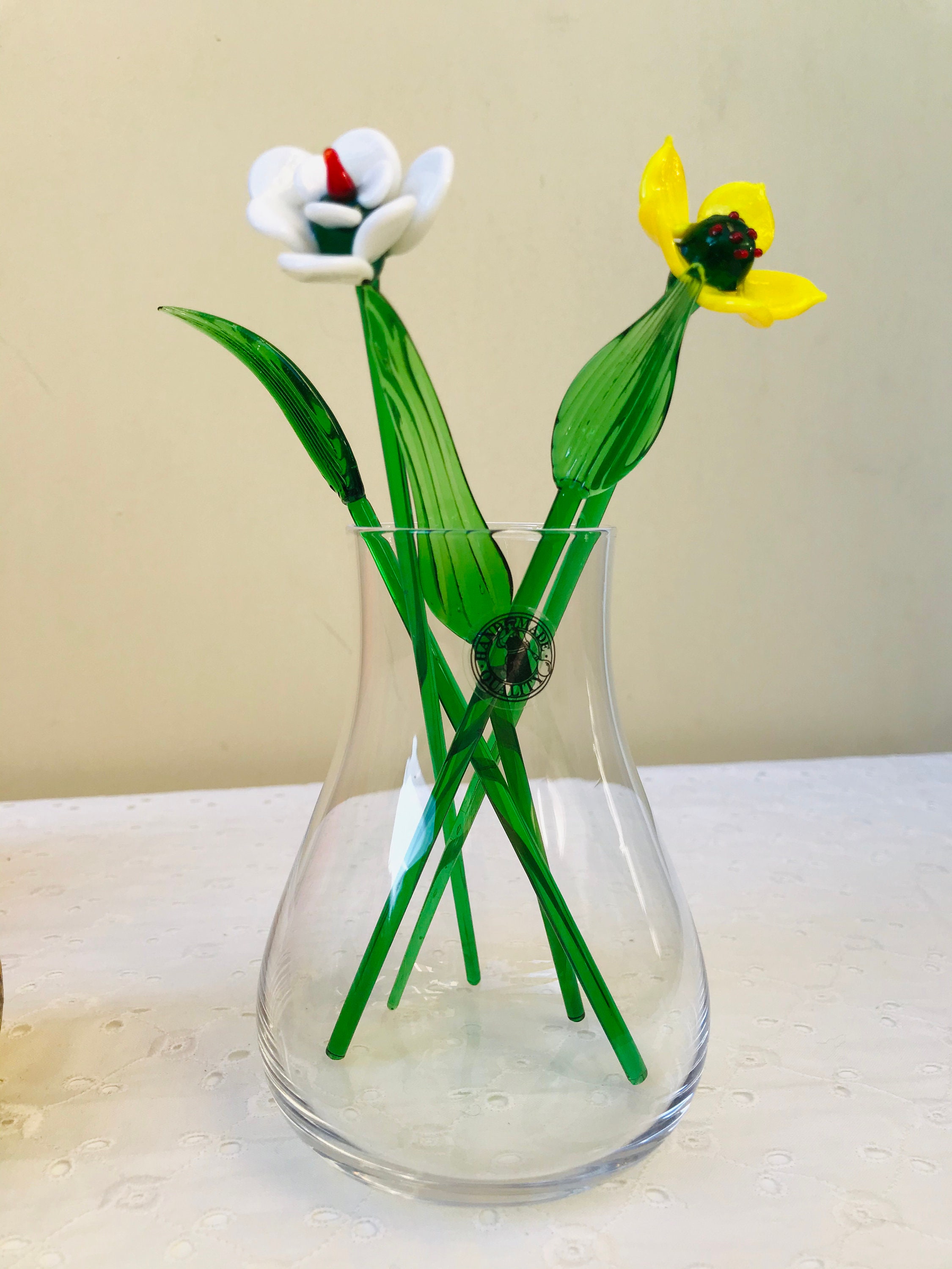 手作りの高品質透明ガラス花瓶 - 手吹きガラス花瓶 - Etsy 日本