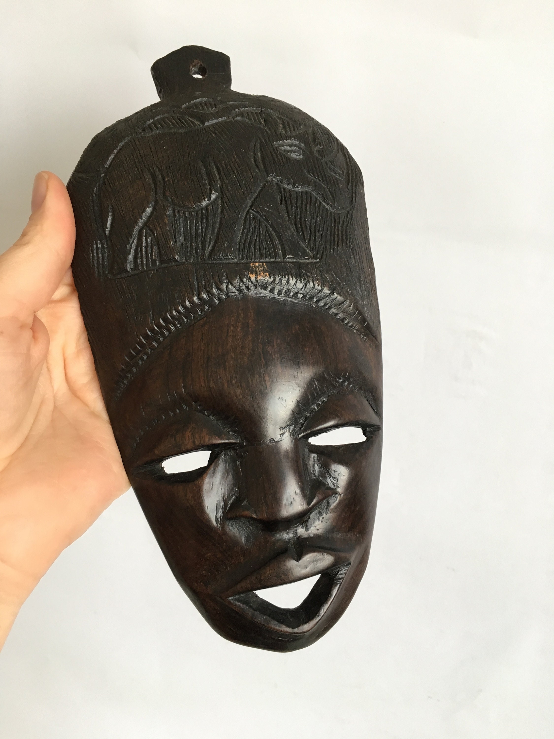 Vintage African mask Vintage African Wood Carving Face Etsy