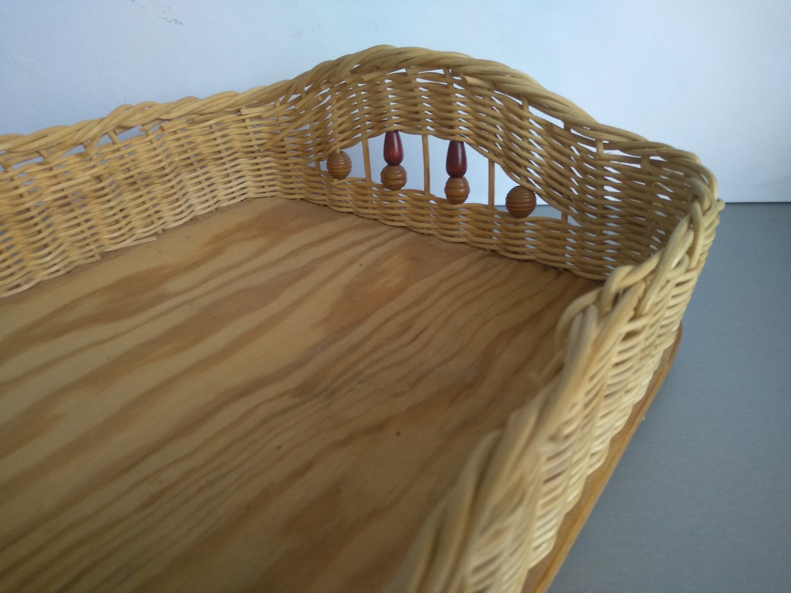 Vintage large wicker tray vintage large tray knit tray etsy