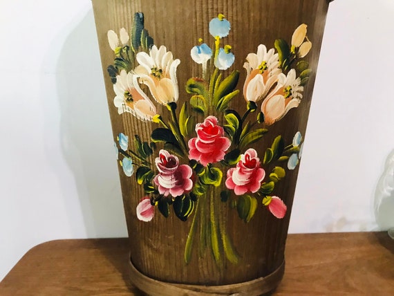 Milanuncios - Paraguero madera con flores pintadas