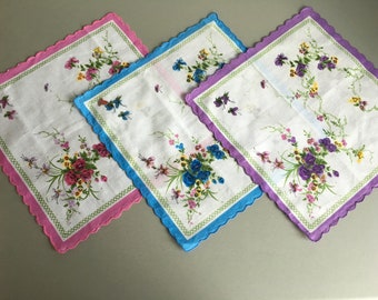 NEVER USED - Set of 3 Handkerchief - Vintage Cotton Handkerchief - Handkerchiefs set - Collectible Handkerchief - SHANGHAI Handkerchief