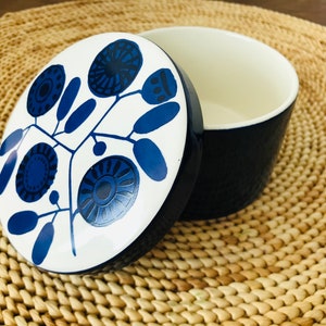 Vintage Melitta Stockholm sugar bowl - Melitta side blue sunflower - Stockholm sugar bowl by Melitta - Melitta Stockholm cobalt blue