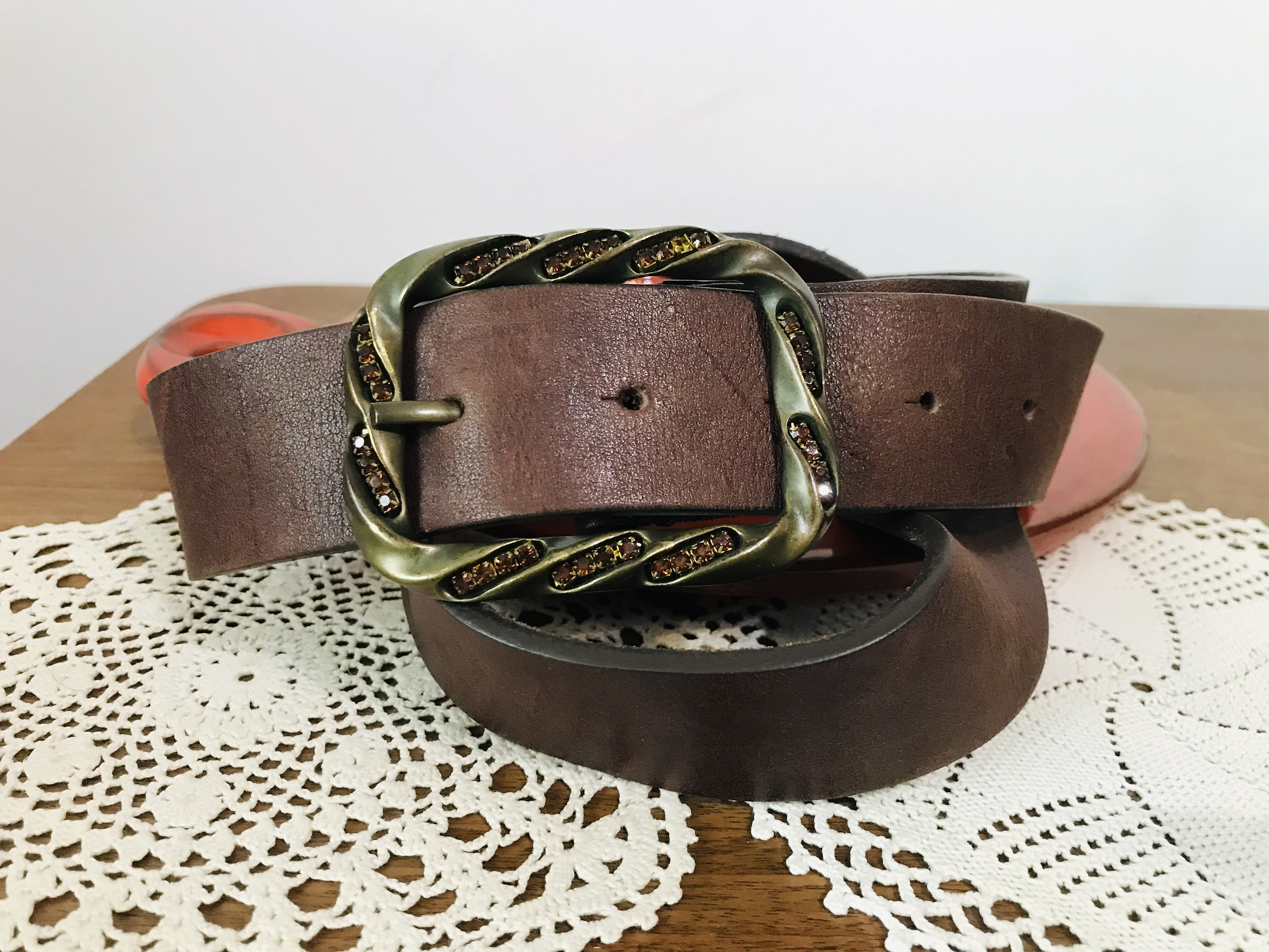 National Leathers Casual Black Antic Genuine Leather Belt : :  Clothing & Accessories