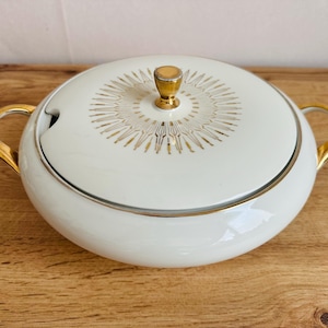 Eschenbach Bavaria porcelain soup terrine with gold decorations -  White and gold porcelain soup tureen - Gold pattern soup tureen - (13)