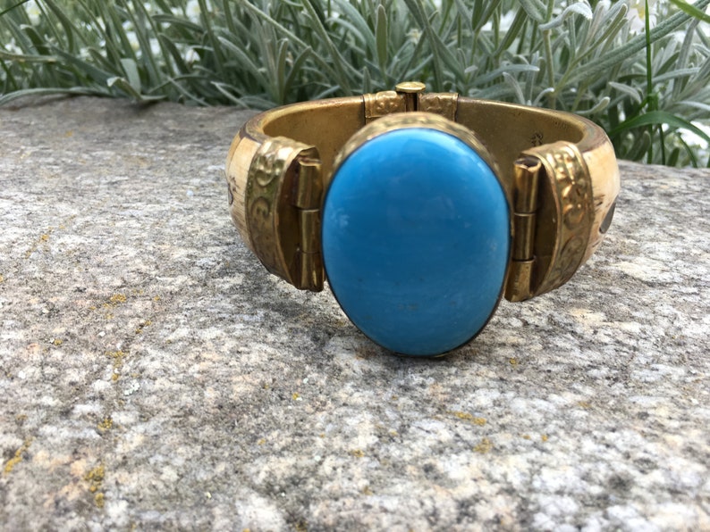 Vintage bone with brass bracelet Massive Bone Brass bracelet Etsy