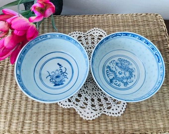 HH-CC Set Di 6 Ciotole In Porcellana Asiatica Blu E Bianco – Ciotole Per Riso In Ceramica, Decoro Tradizionale Cinese, Diametro 15,5 Cm, Qualità Garantita