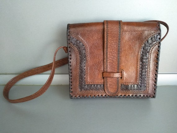 Vintage Bag Of Genuine Calfskin - Retro leather b… - image 1