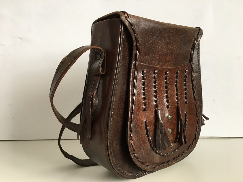 Vintage genuine leather bag Retro leather bag Old leather | Etsy
