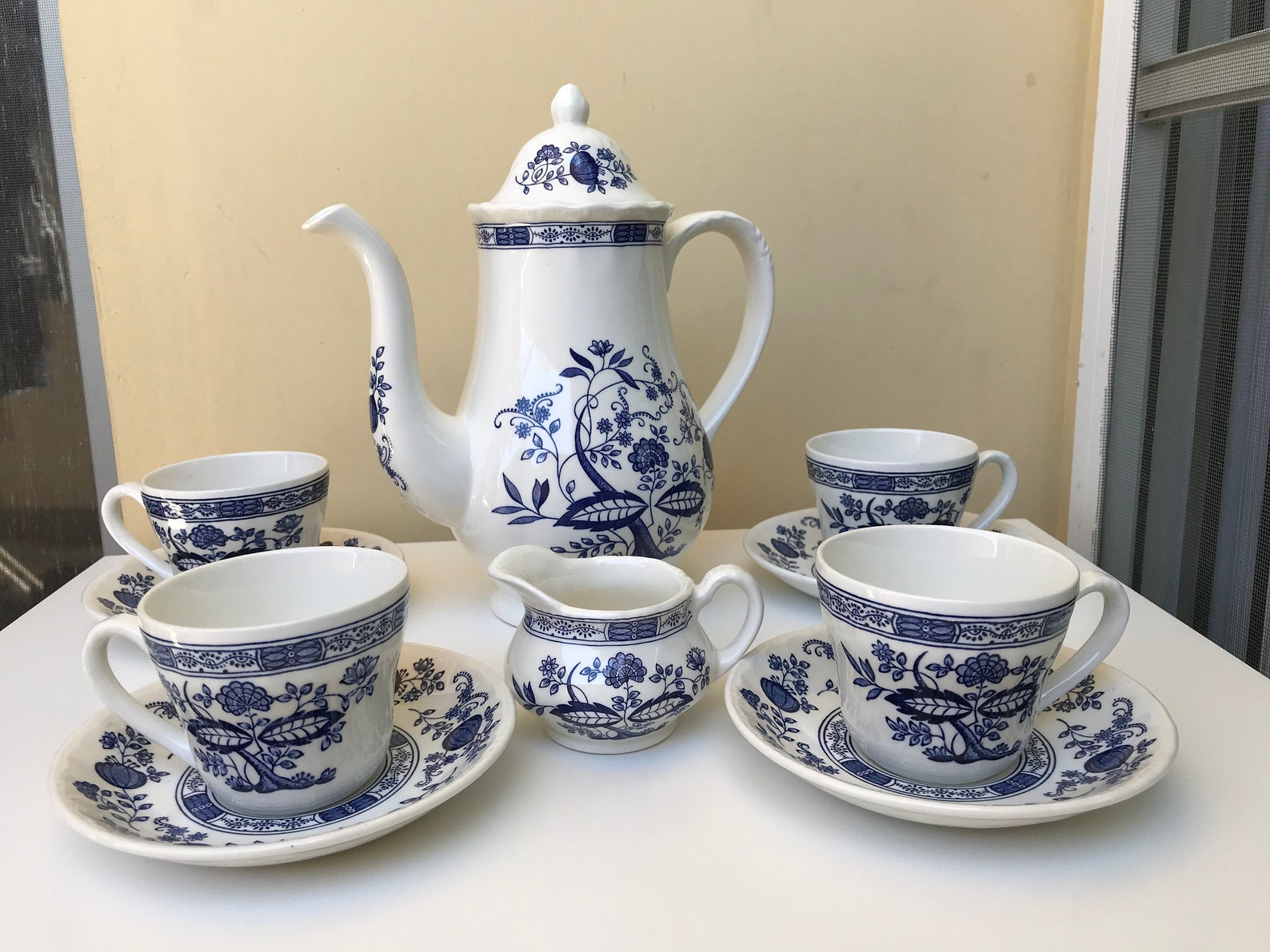 Vintage coffee or tea set Blue Onion Royal Art Pottery - Blue Onion coffee pot or teapot