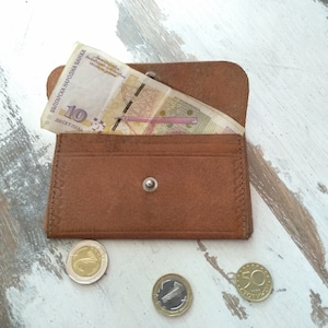 Portefeuille vintage en cuir marron - Portefeuille en cuir naturel - Portefeuille en cuir véritable - Portefeuille vintage fait main en Bulgarie
