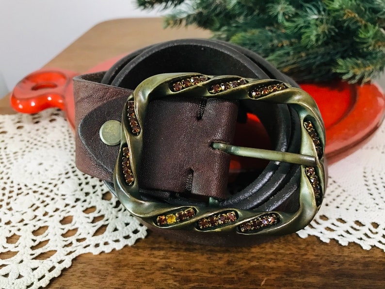 Vintage Vera Pelle genuine leather belt Brown genuine leather belt image 6