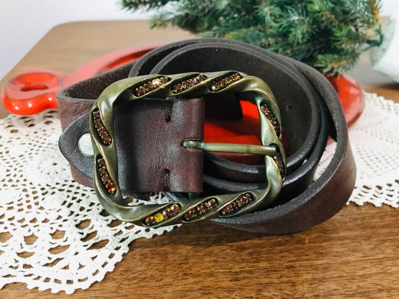 Vintage Vera Pelle genuine leather belt - Brown g… - image 7