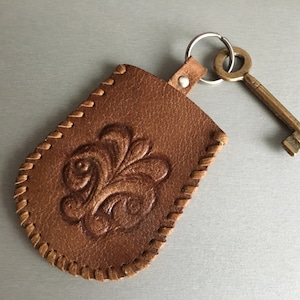 Estuche para llaves de cuero genuino - Estuche para llaves de cuero vintage - Estuche para llaves - Llavero de cuero genuino - Llavero - Portallaves de cuero - Monedero para llaves vintage