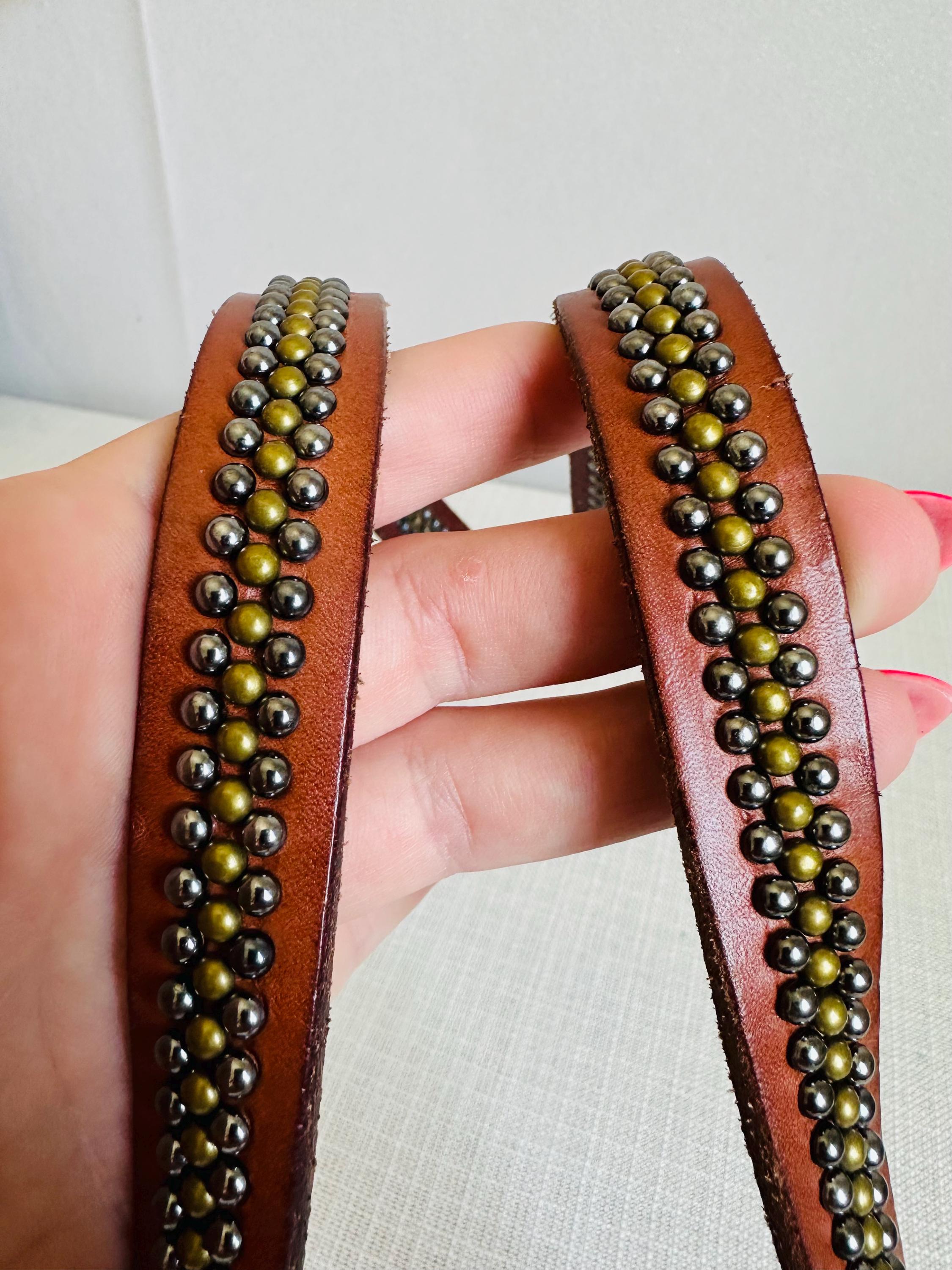 Ceinture Western Femme GAP Marron - Taille S, Cuir, Ornée De Bijoux