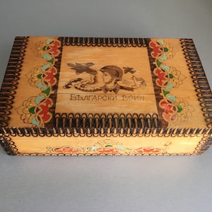 Vintage wooden pyrography box