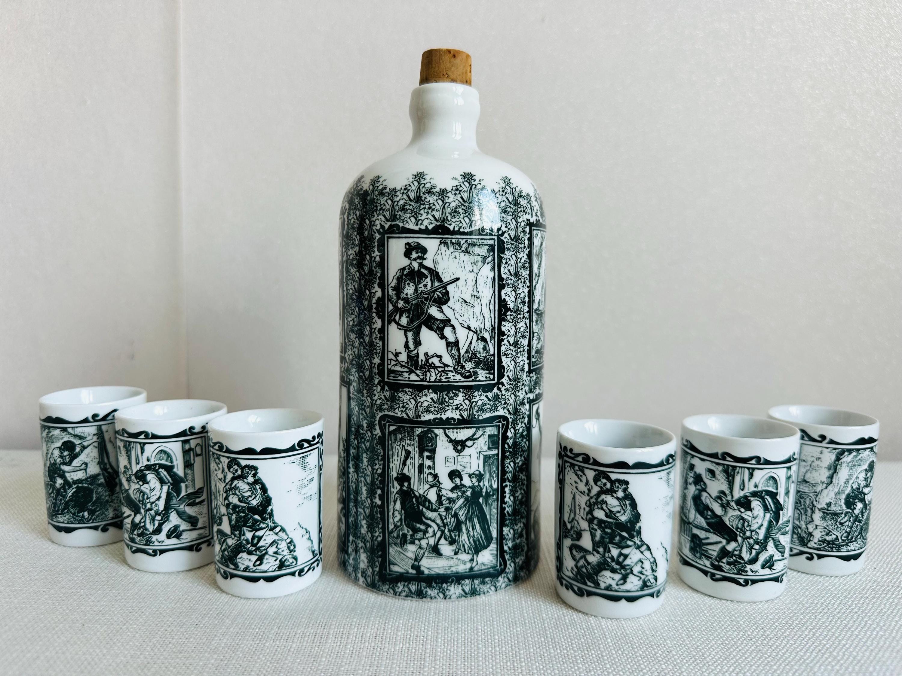 Vintage Set of 6 Schnapps Shot and Altenkunstadt Bottle - Decanter