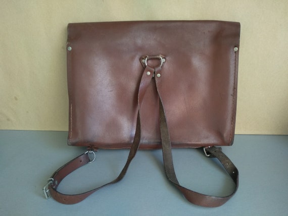 School bag - Vintage genuine leather bag - Retro … - image 6