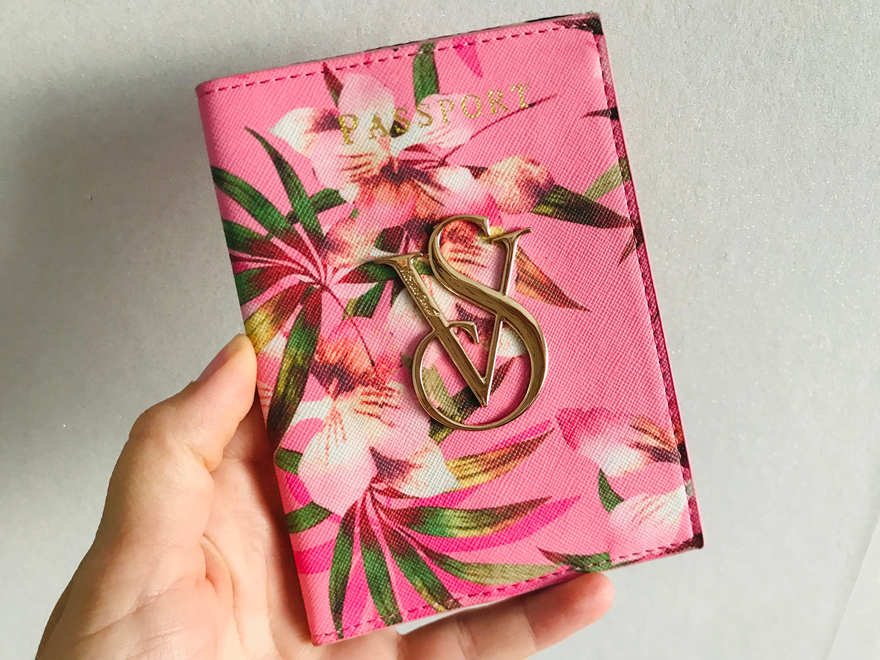 magneet Justitie Verplicht Pink With Flowers Passport ID Card Holder - Etsy