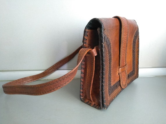 Vintage Bag Of Genuine Calfskin - Retro leather b… - image 4