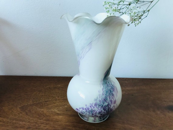 ヴィンテージ フリル ガラス花瓶 - ハンドメイド ムラーノ花瓶