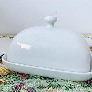 IKEA weiße Butterdose - Weiße Porzellan Butterdose - Porzellan Butterdose mit Deckel - Längliche Käsedose