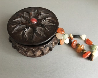 Vintage Genuine Leather Box - Vintage leather box - leather box - Trinket Box - Leather Jewelry Box - Genuine Leather Box - Memory box