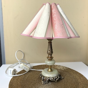 Lampe de table vintage en onyx et laiton