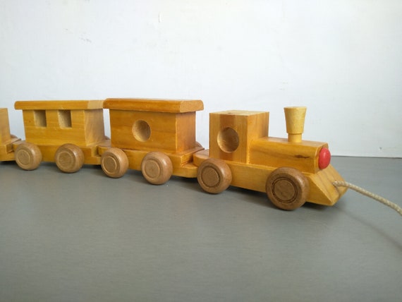 vintage wooden train set