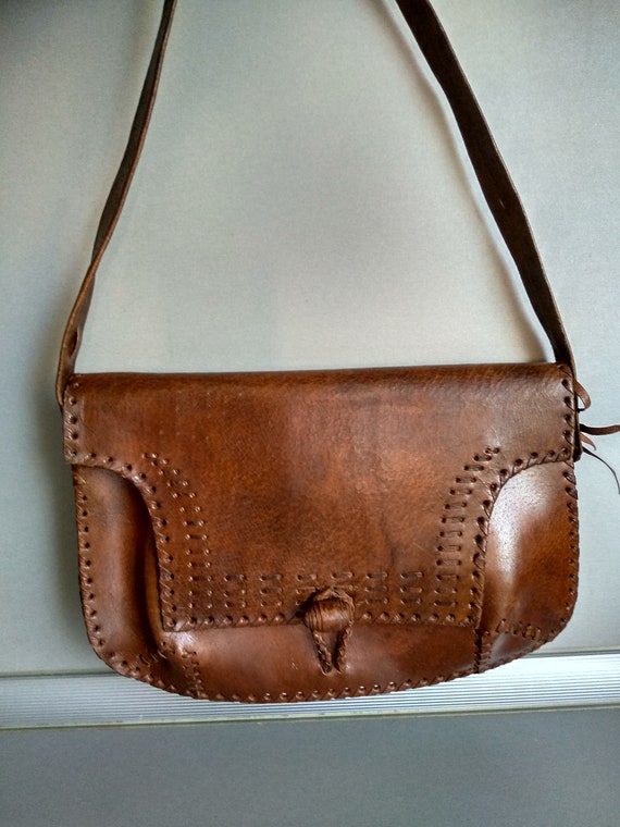 Vintage genuine leather bag - Retro leather bag -… - image 7