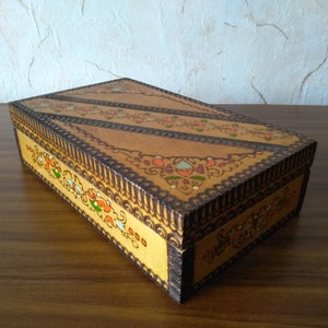 Vintage Pyrography box - Vintage wooden box - Vintage handmade wooden box - Jewelry box - Vintage box - Memory Box - Retro box - Home decor