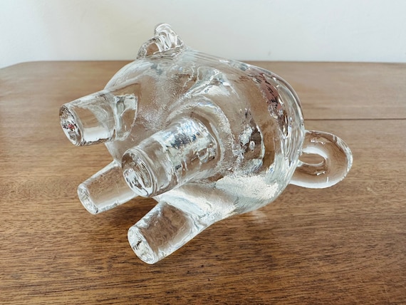 Vintage KOSTA BODA Glass Pig Candle Holder Design by Bertil