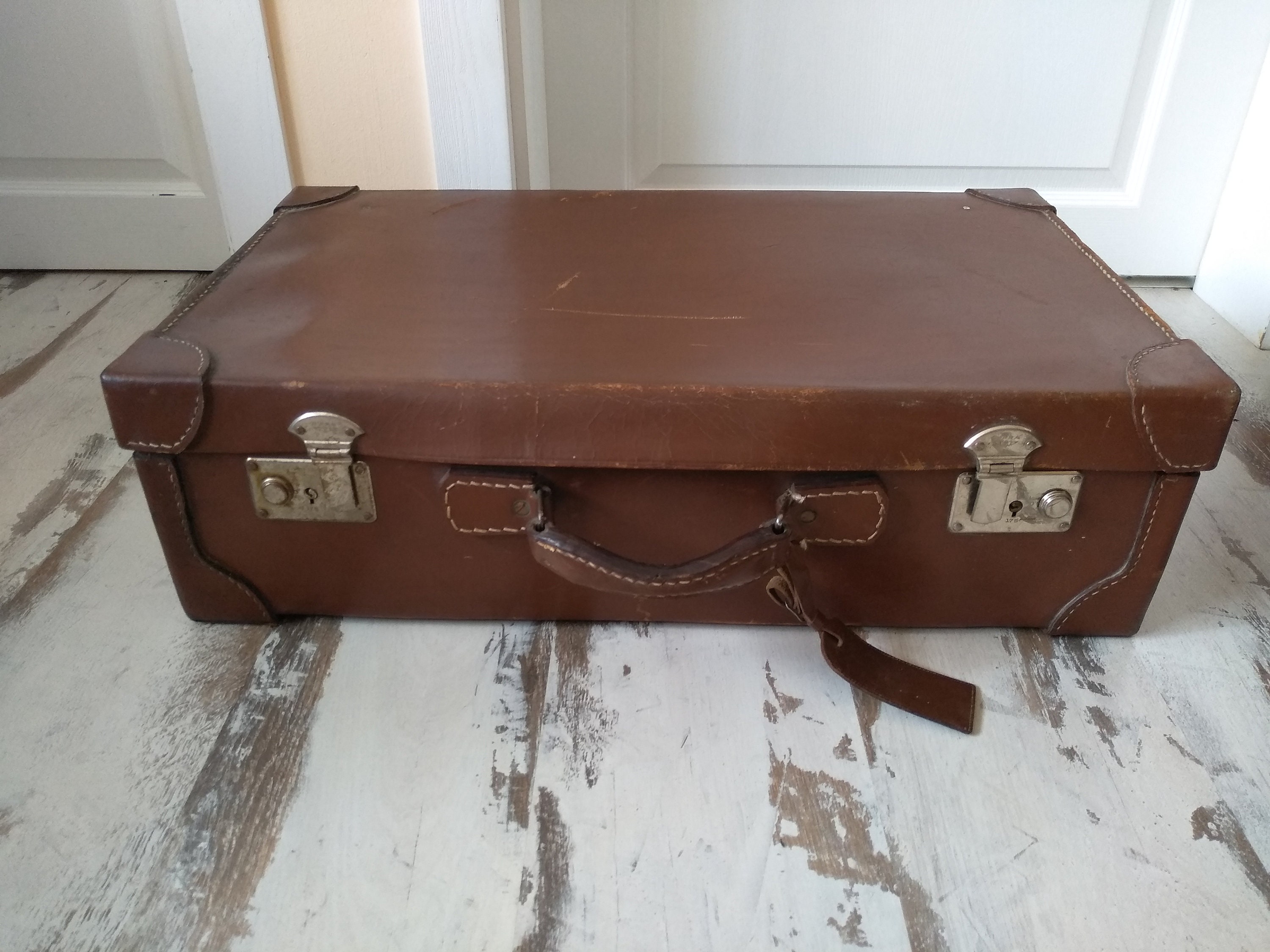 Antique Genuine Leather Suitcase Vintage French Leather -  Canada
