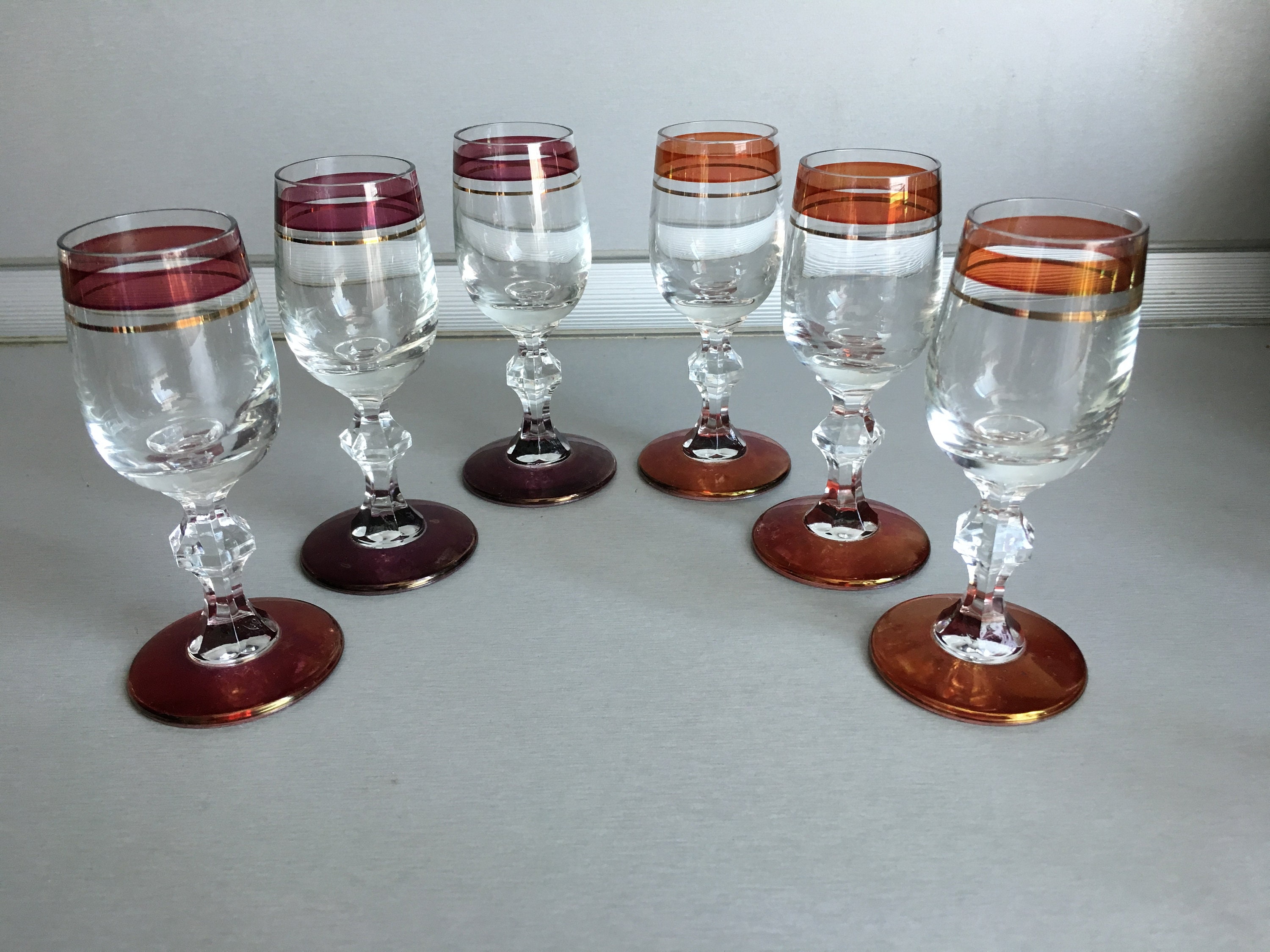 Vintage Set of 6 drinking glasses Vintage small glasses | Etsy